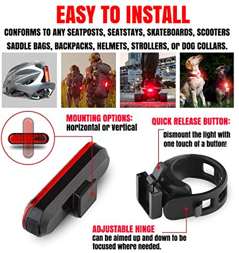 USB-C Rechargeable LED Bike Tail Light Set