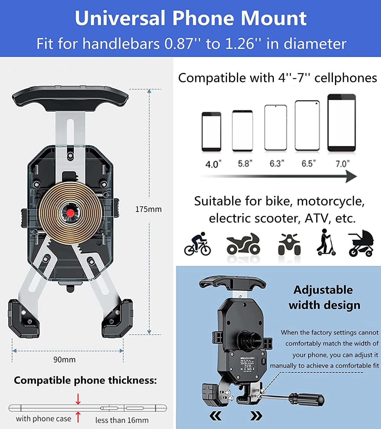 Wireless Charging Motorcycle Phone Mount