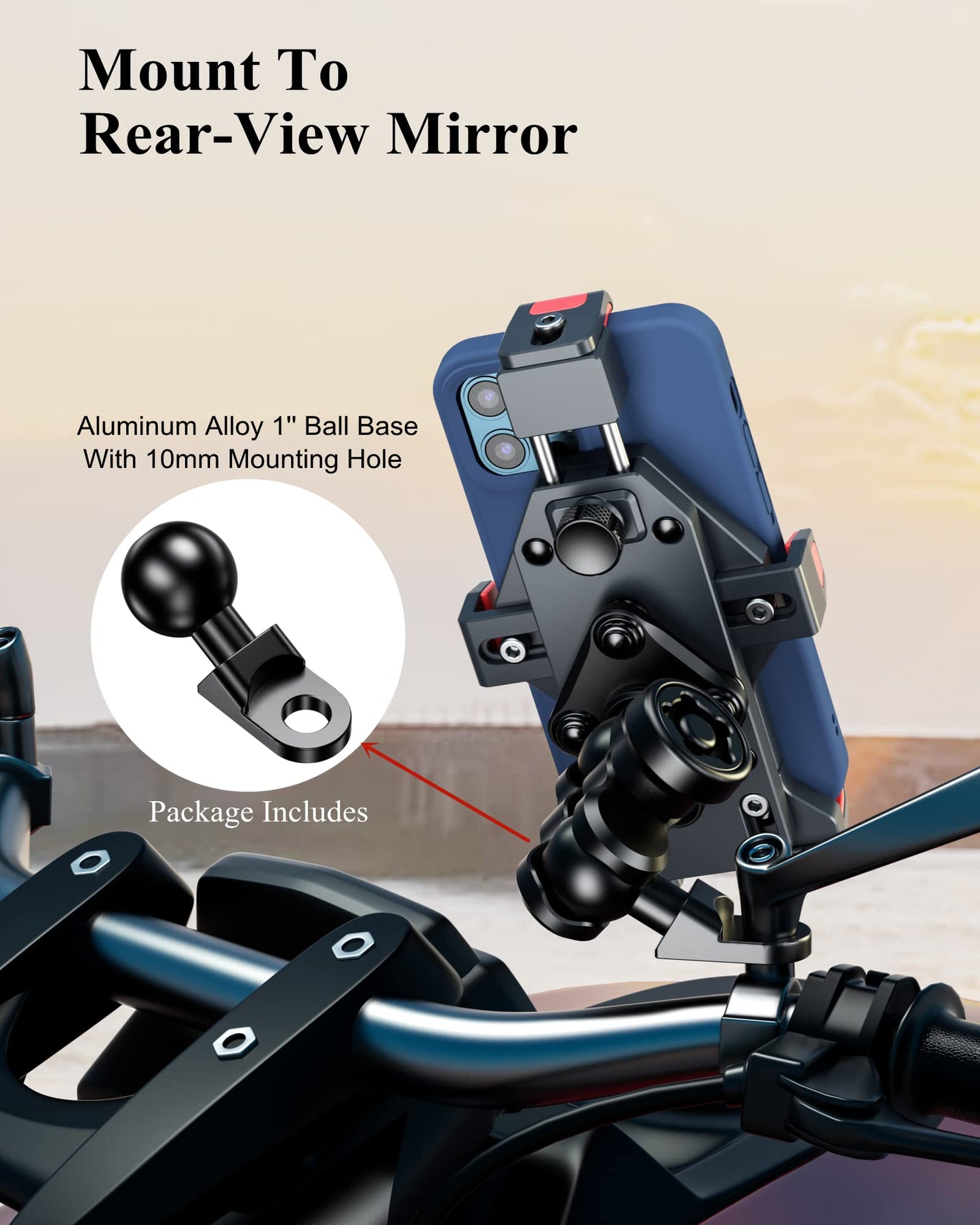 Anti-Theft Motorcycle Phone Mount with Vibration Dampener