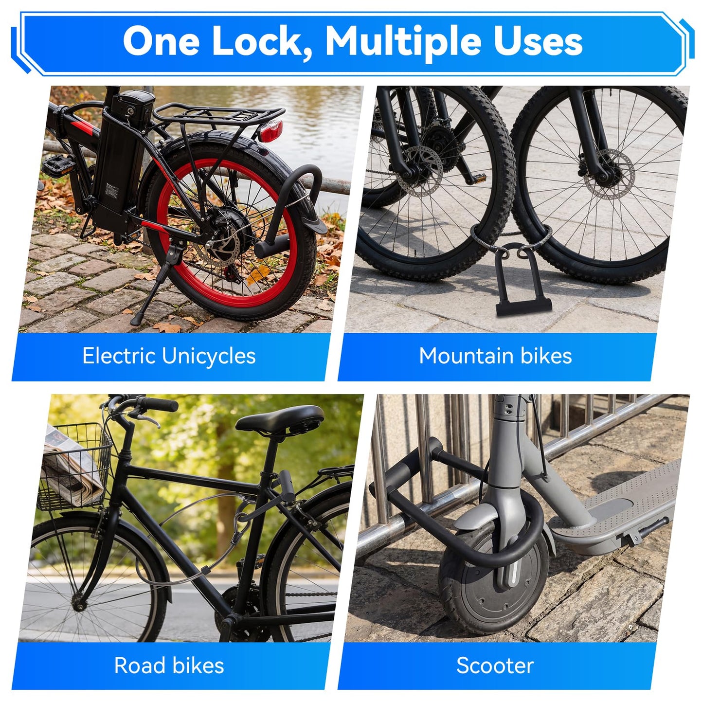 113dB Alarm Bike U Lock Anti Theft