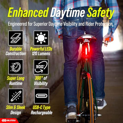 USB-C Rechargeable LED Bike Tail Light Set