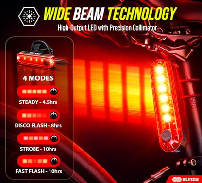 USB-C Rechargeable LED Bike Tail Light Set