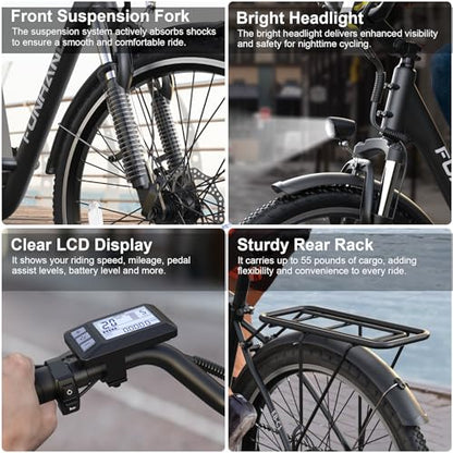 1000W Peak Electric Cruiser Bike with 48V Battery