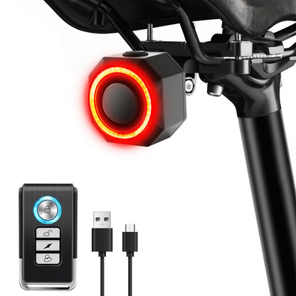Rechargeable Bike Tail Light with Alarm Remote