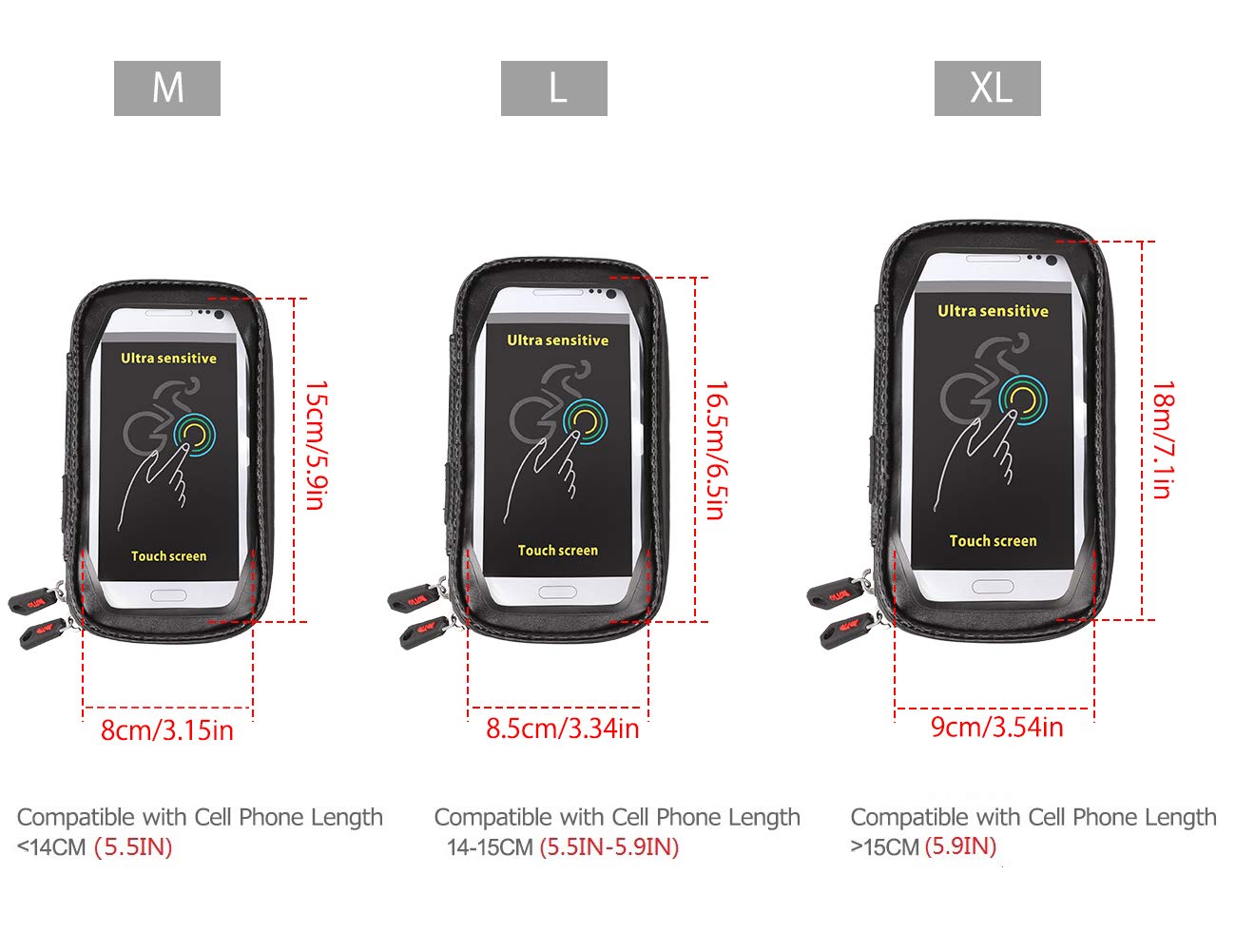Waterproof Bike Phone Mount Bag with Touch Screen