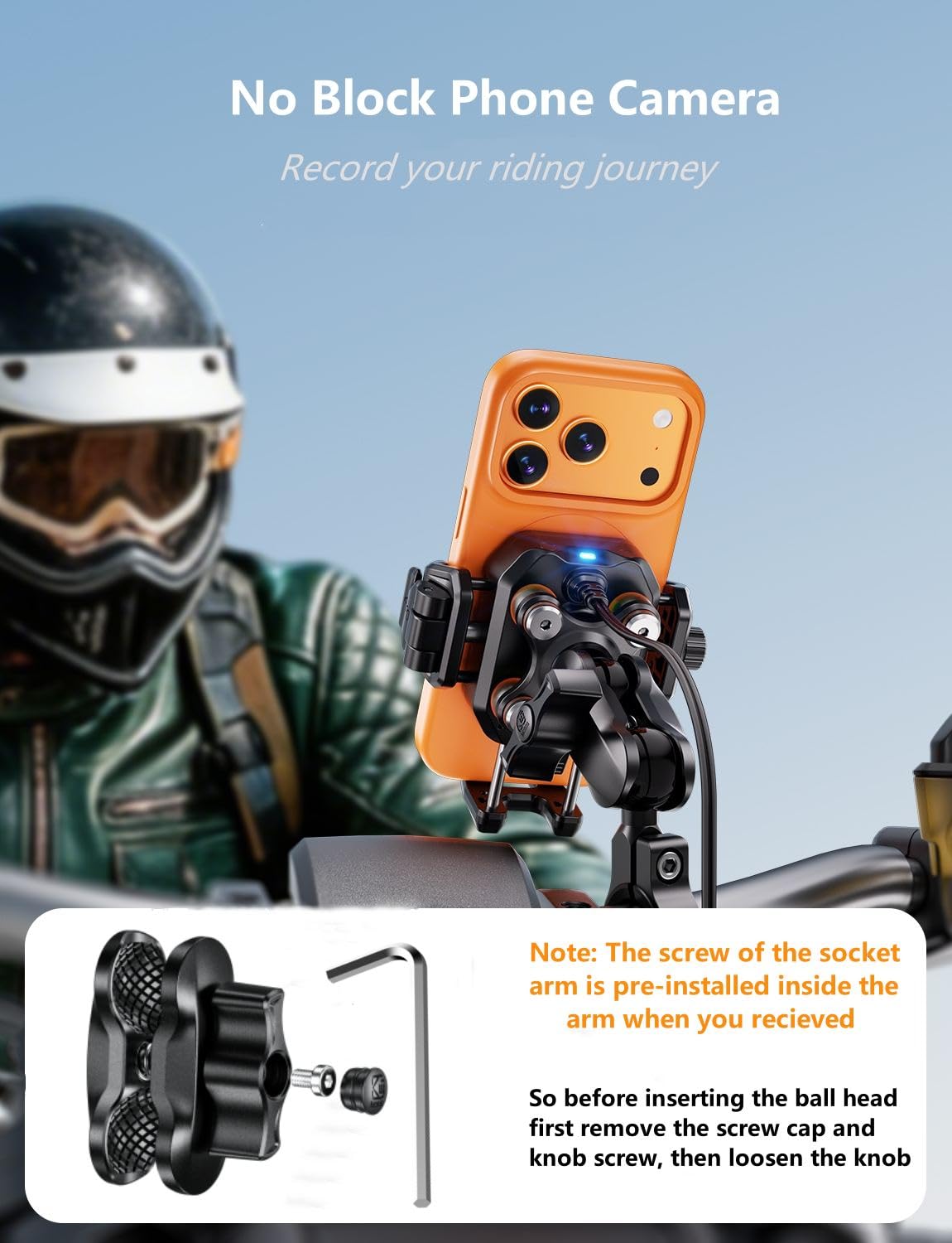 Wireless Charging Motorcycle Phone Mount