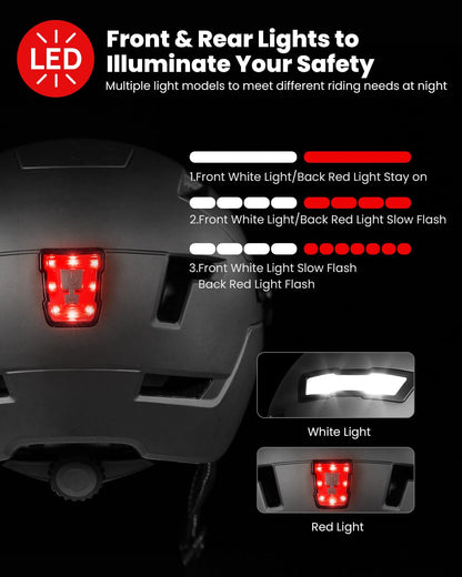 Adult Bike Helmet with Rechargeable LED Lights