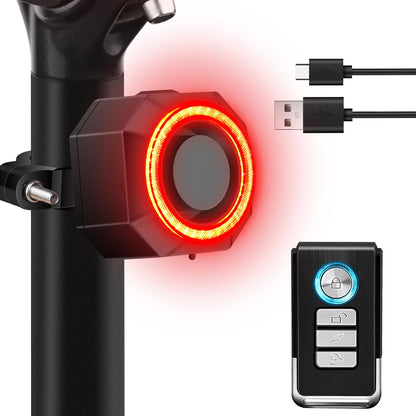 Rechargeable Bike Tail Light with Alarm Remote