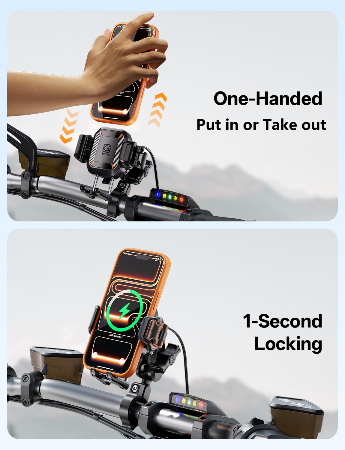Wireless Charging Motorcycle Phone Mount