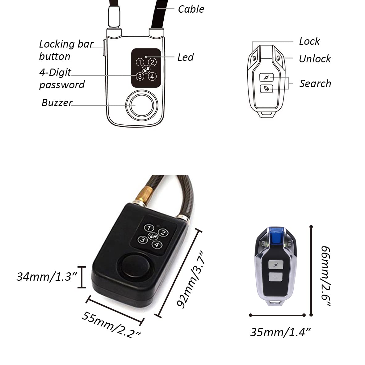 Remote Control Bike Lock with Anti Theft Alarm