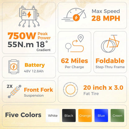 20 Inch Fat Tire Folding Electric Bike