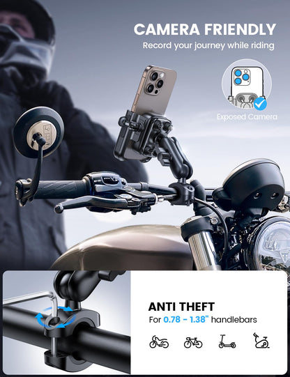 Metal Motorcycle Phone Mount Holder Anti Shake
