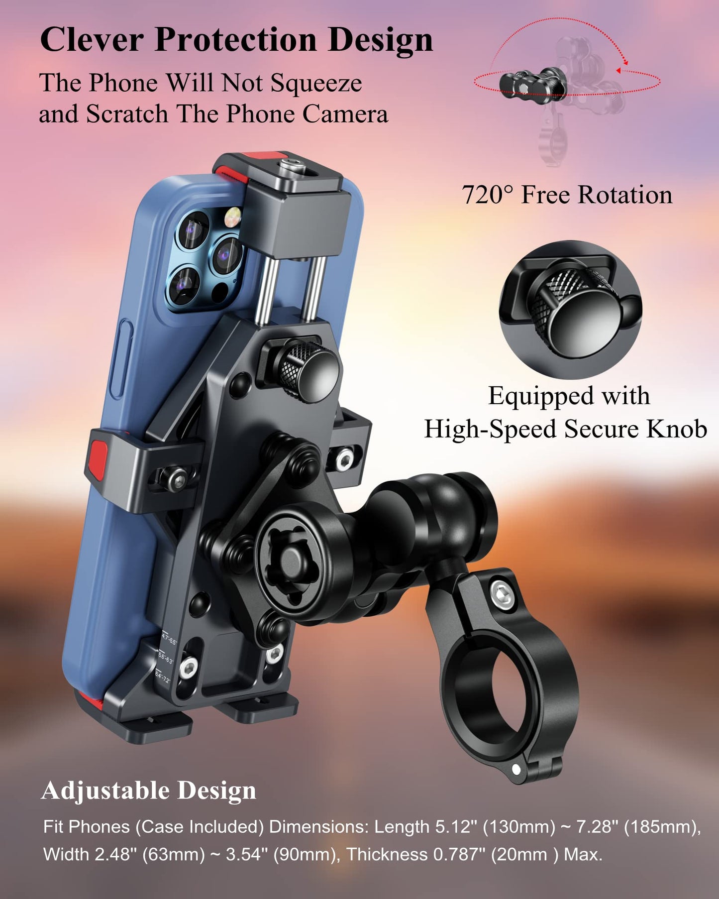 Anti-Theft Motorcycle Phone Mount with Vibration Dampener