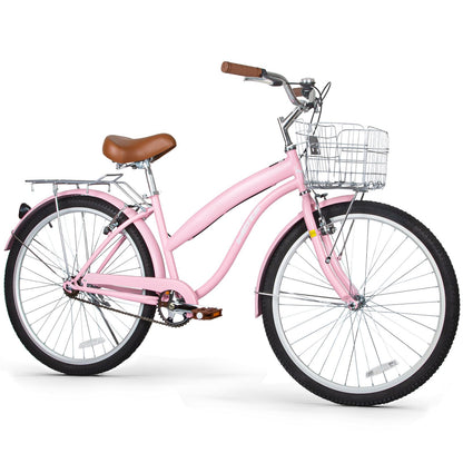 26 Inch Beach Cruiser Bike with Rear Rack