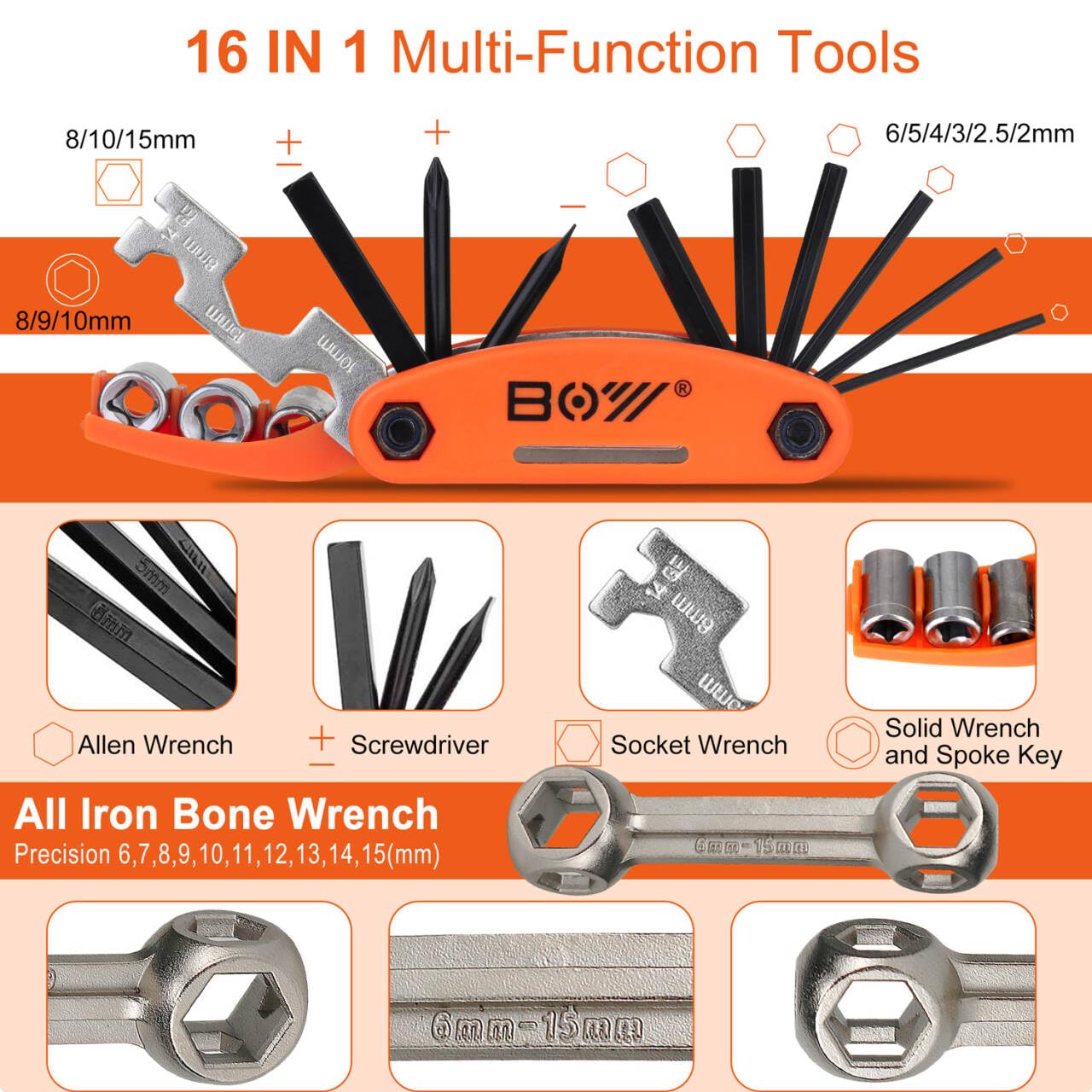 Portable Bike Repair Tool Kit with Pump
