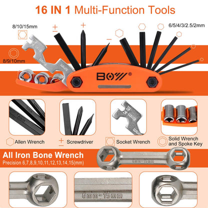 Portable Bike Repair Tool Kit with Pump