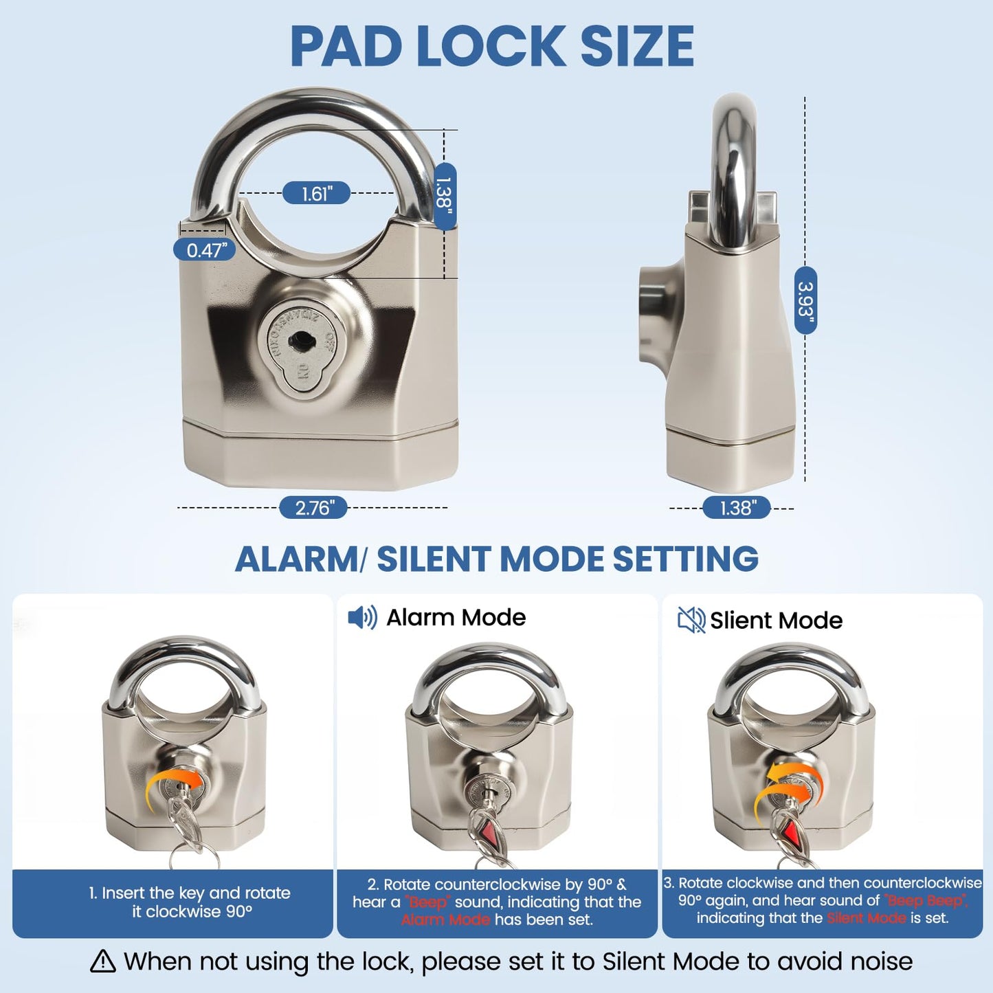 130dB Alarm Bike Chain Lock Anti Theft