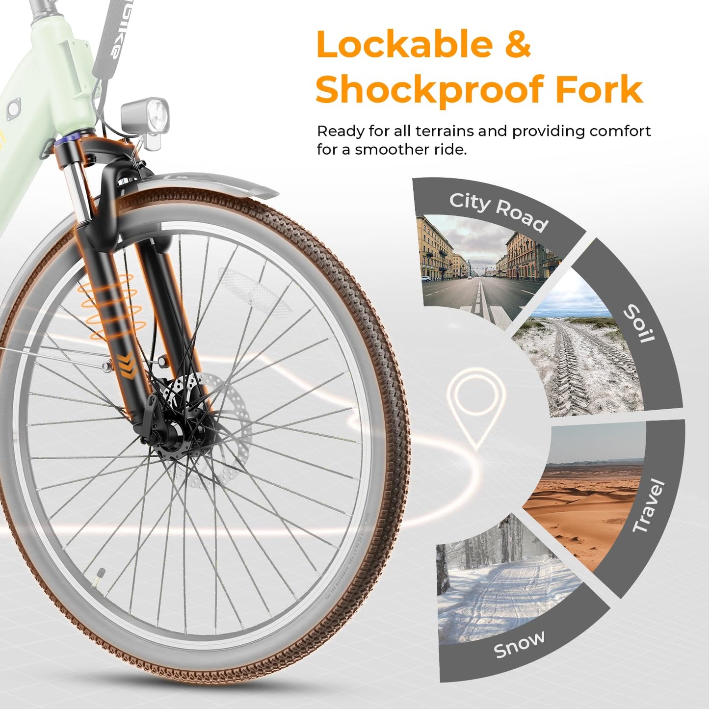 1200W Peak Electric Commuter Bike 26 Inch