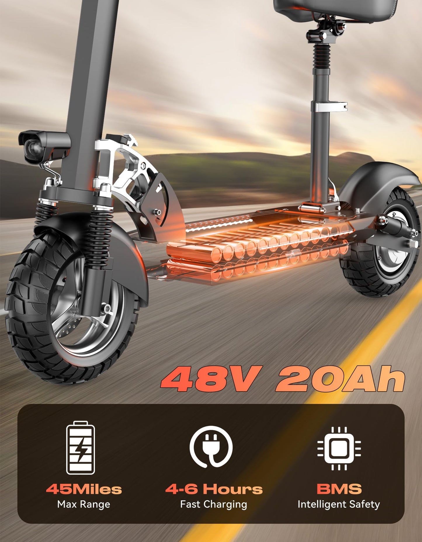 1600W Heavy Duty Electric Scooter with Seat