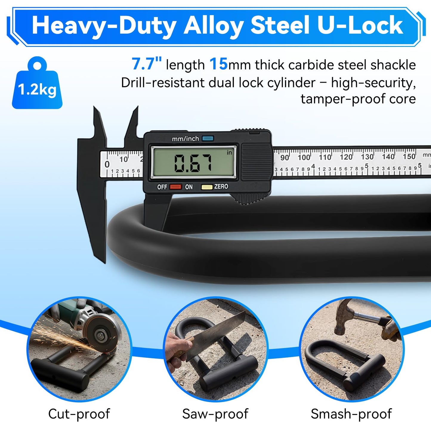 113dB Alarm Bike U Lock Anti Theft