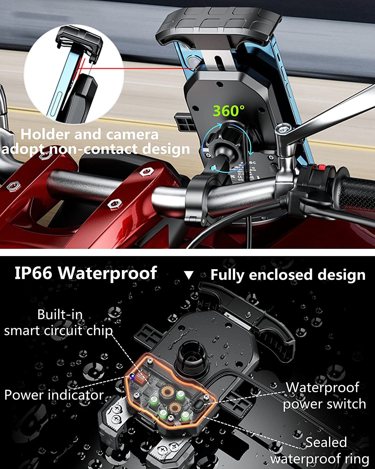 Wireless Charging Motorcycle Phone Mount