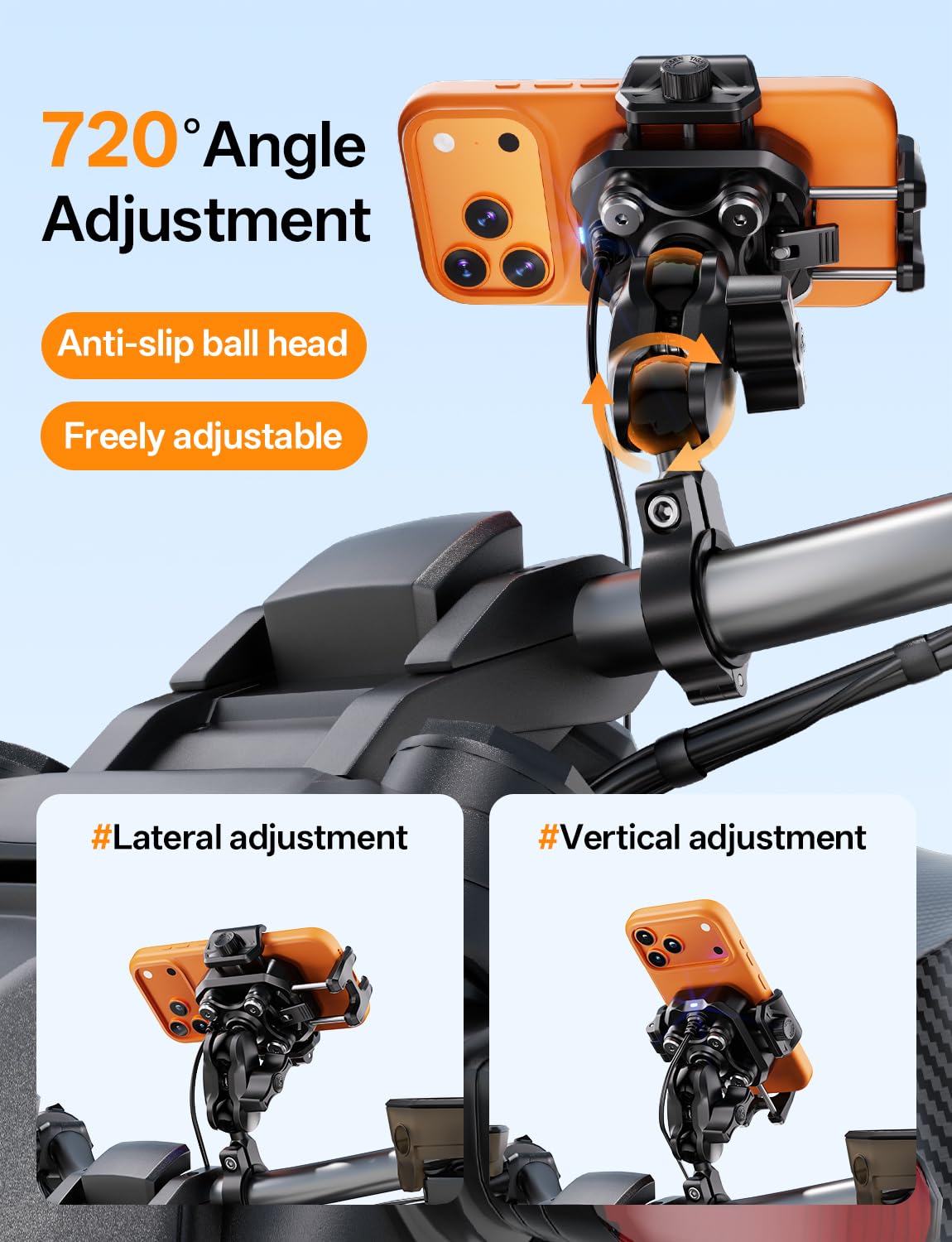 Wireless Charging Motorcycle Phone Mount