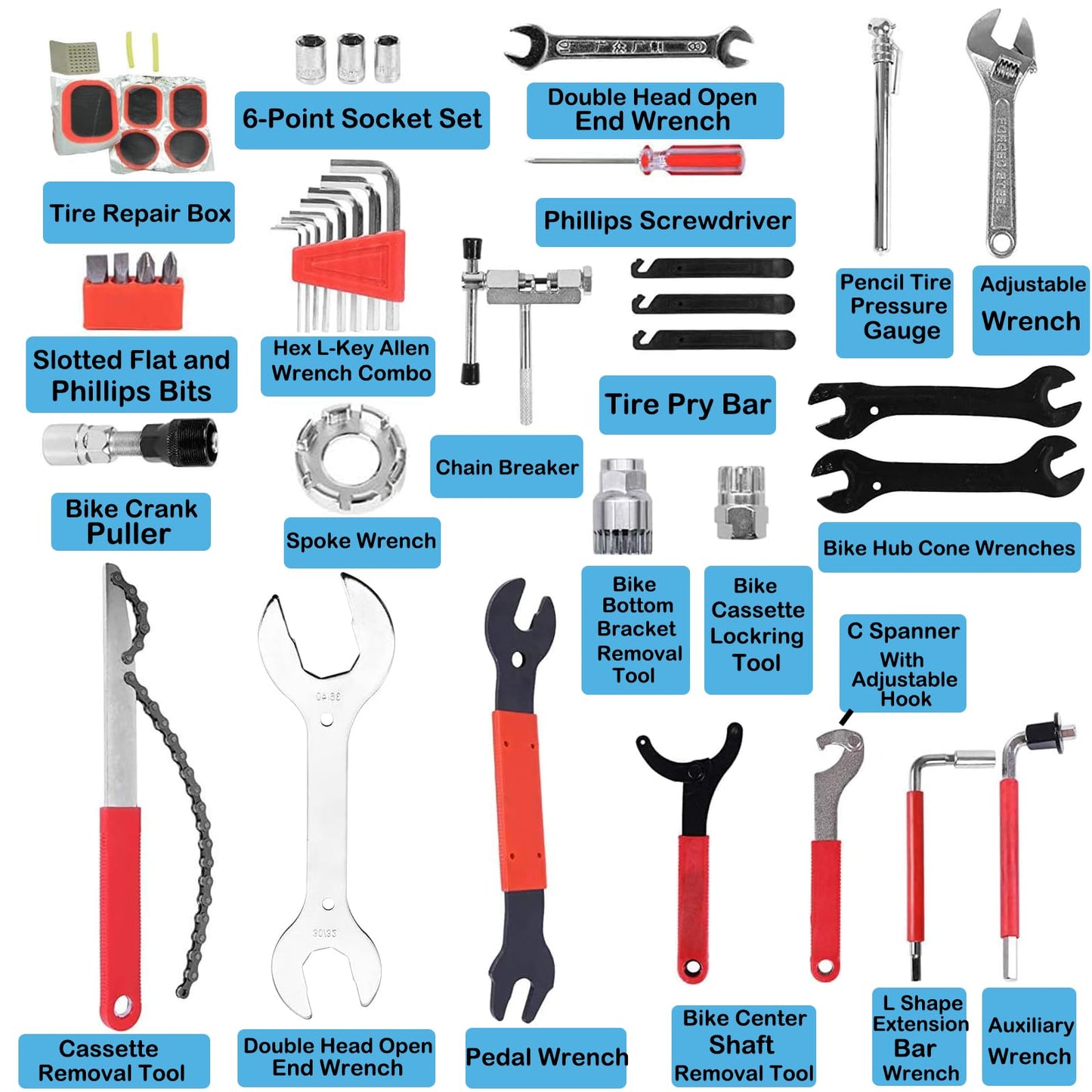 48 Piece Bike Repair Tool Kit with Storage Case