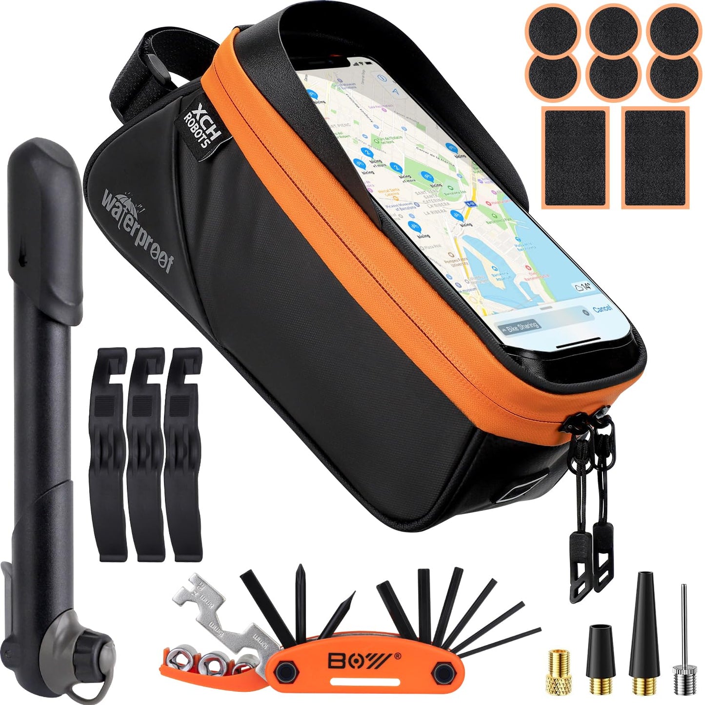 Portable Bike Repair Tool Kit with Pump