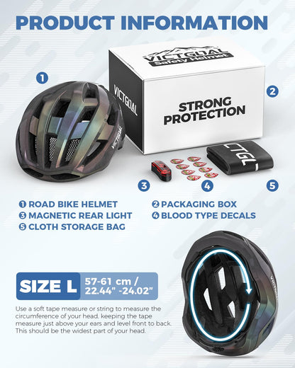 Road Bike Helmet with Magnetic Rear Light