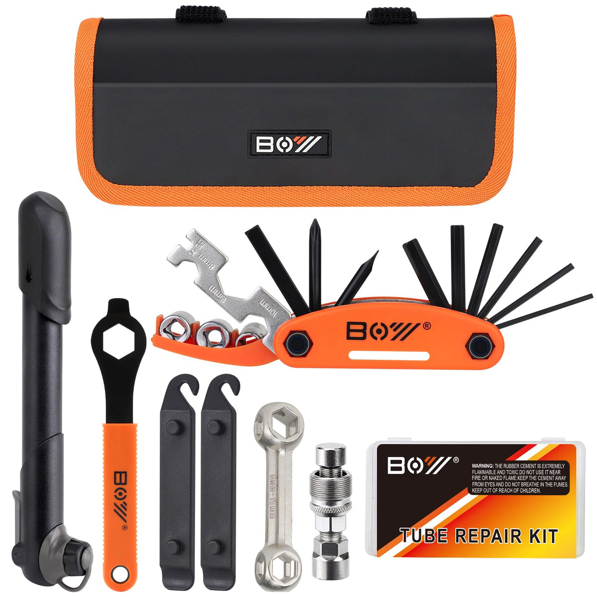Portable Bike Repair Tool Kit with Pump