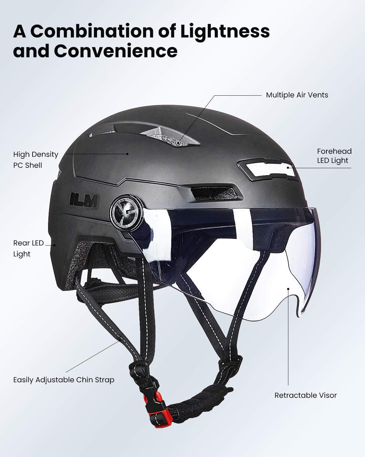 Adult Bike Helmet with Rechargeable LED Lights