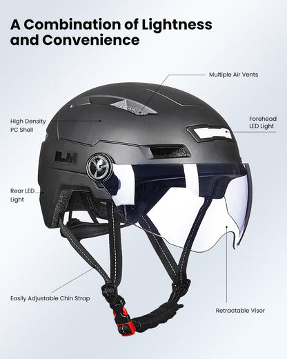 Adult Bike Helmet with Rechargeable LED Lights