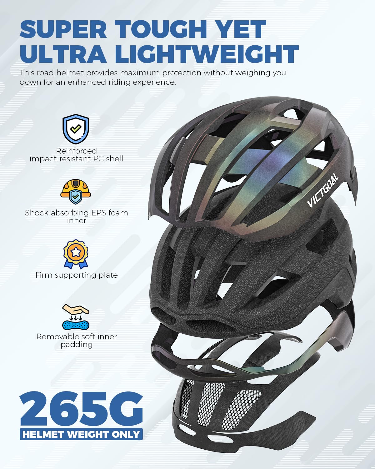 Road Bike Helmet with Magnetic Rear Light