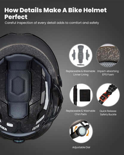 Adult Bike Helmet with Rechargeable LED Lights