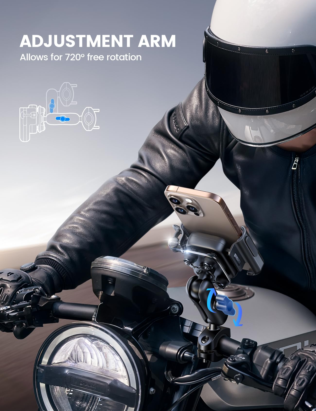 Metal Motorcycle Phone Mount Holder Anti Shake