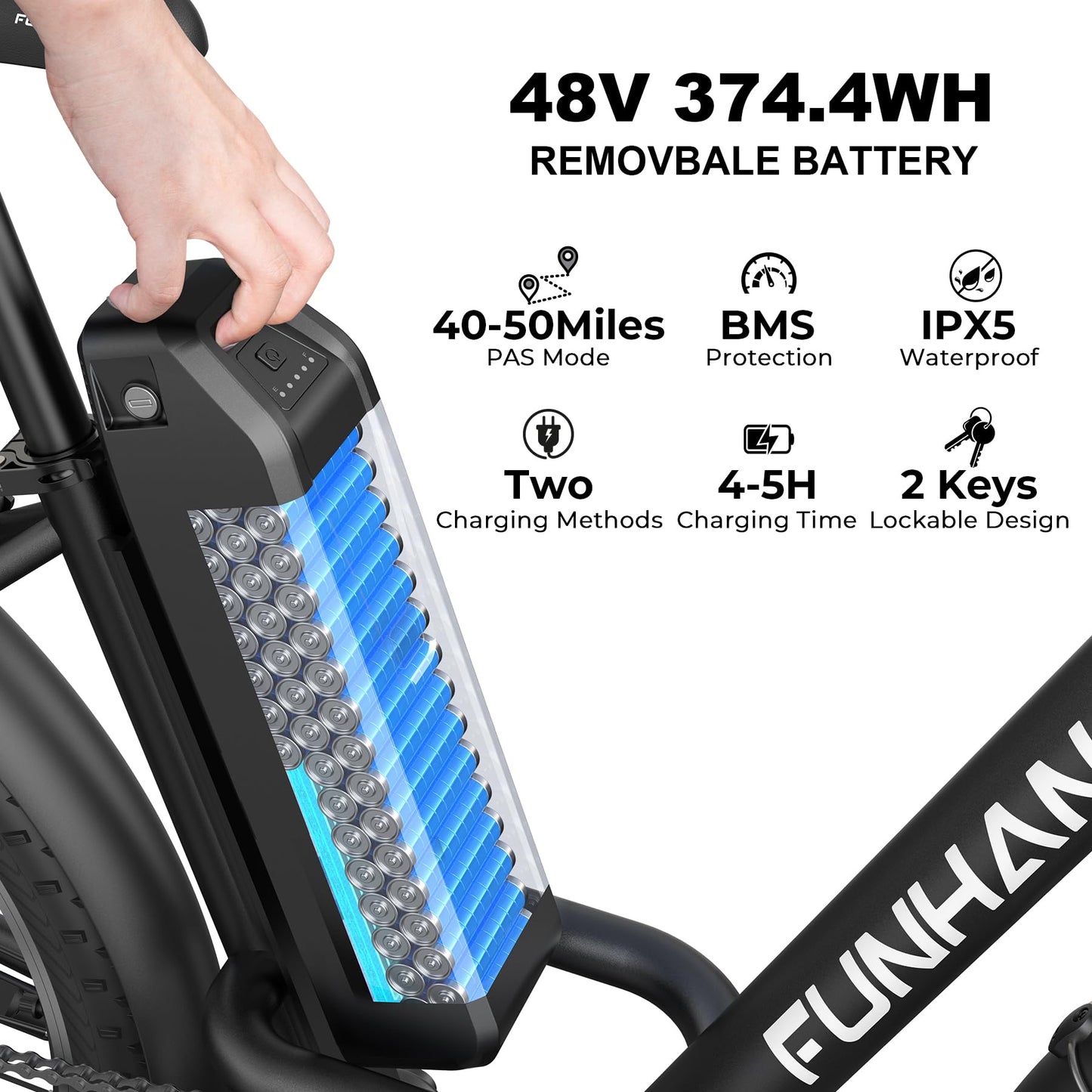 1000W Peak Electric Cruiser Bike with 48V Battery