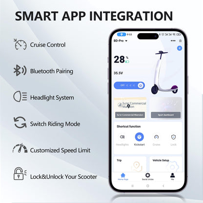 350W Foldable Electric Scooter with Smart App