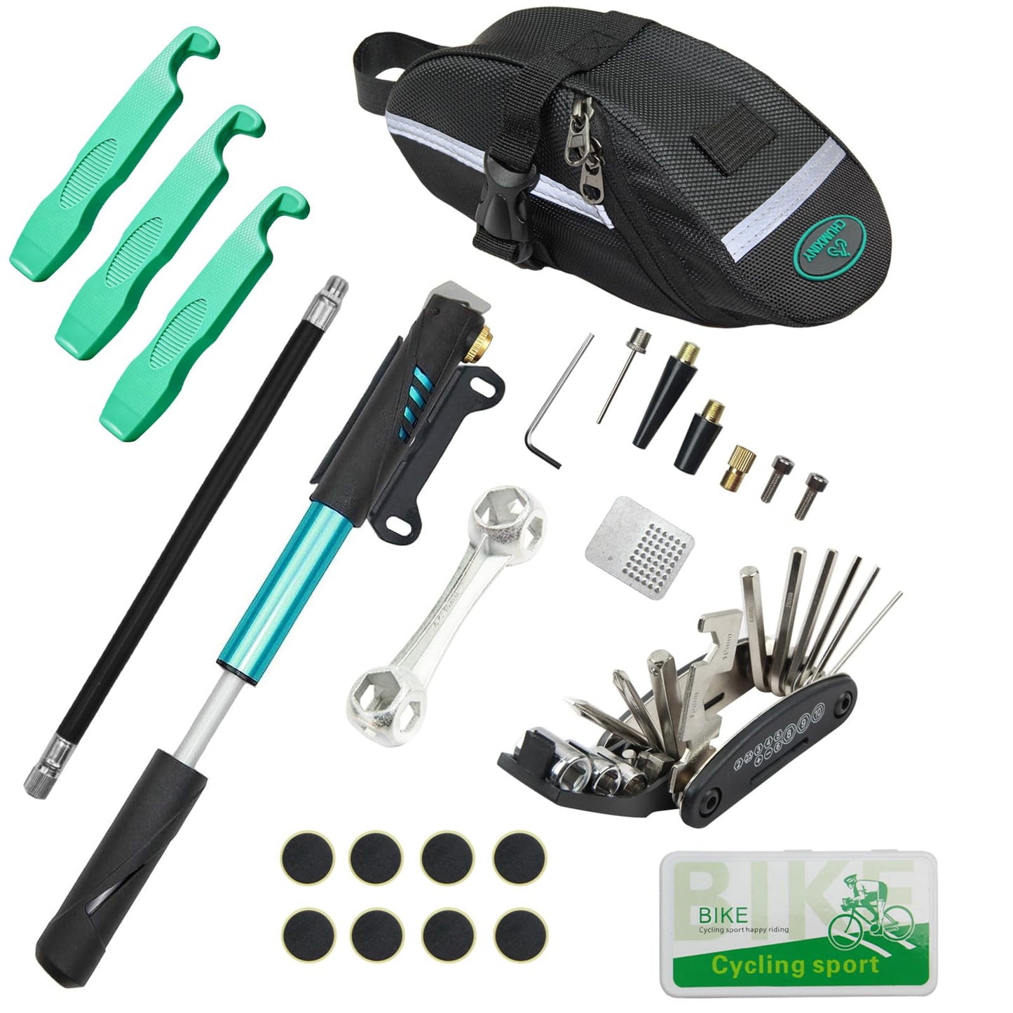 16-in-1 Bike Repair Kit with Mini Pump