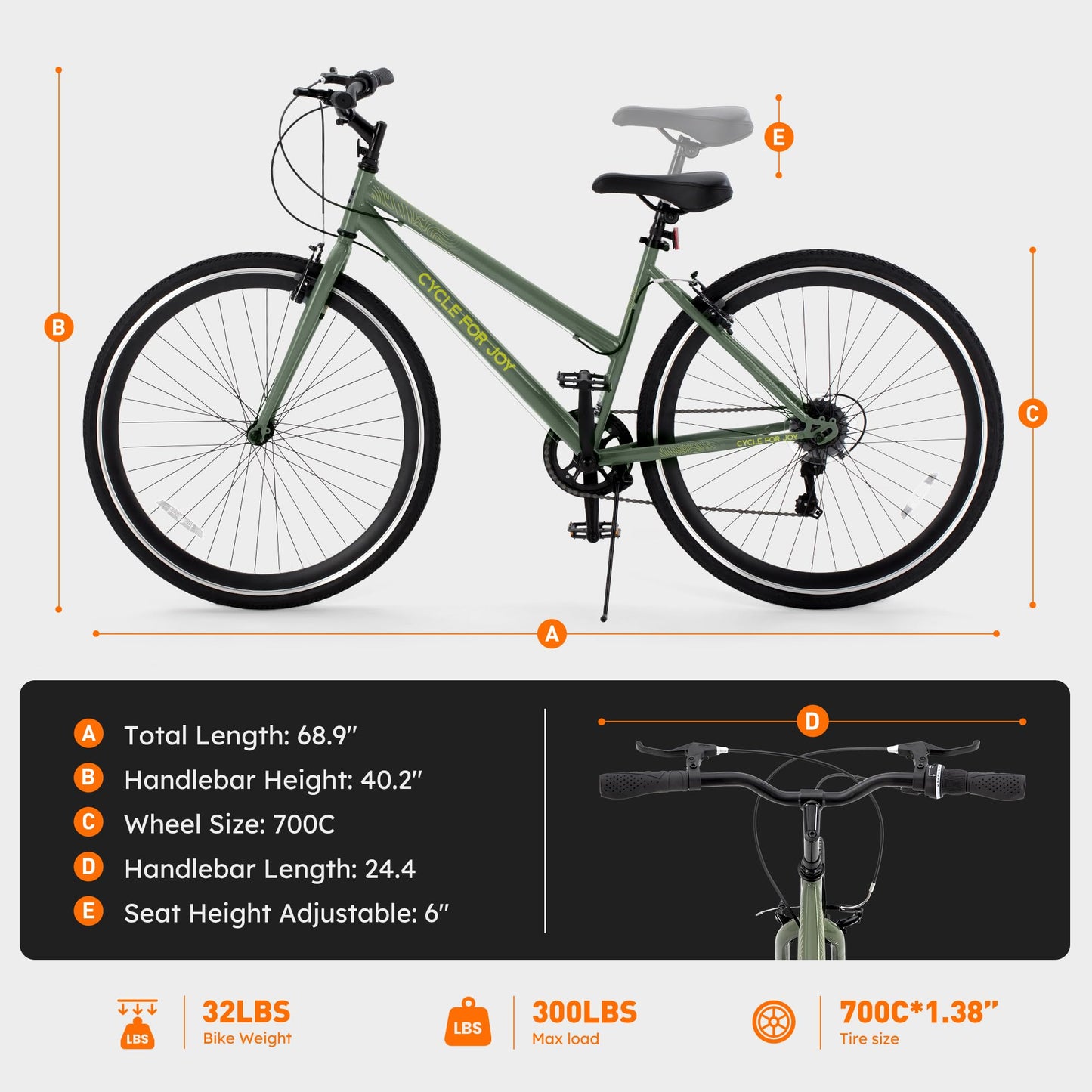 7-Speed 700C Hybrid Bike for Adults