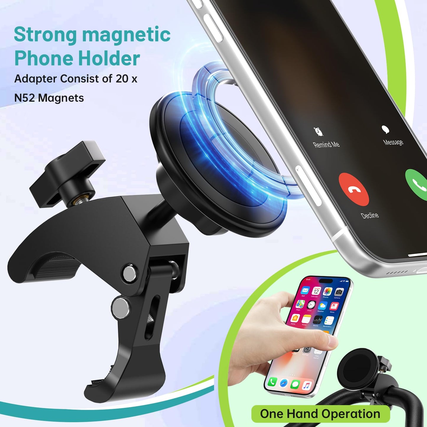 Magnetic Phone Holder Clamp Mount for Bikes