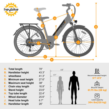 1200W Peak Electric Commuter Bike 26 Inch
