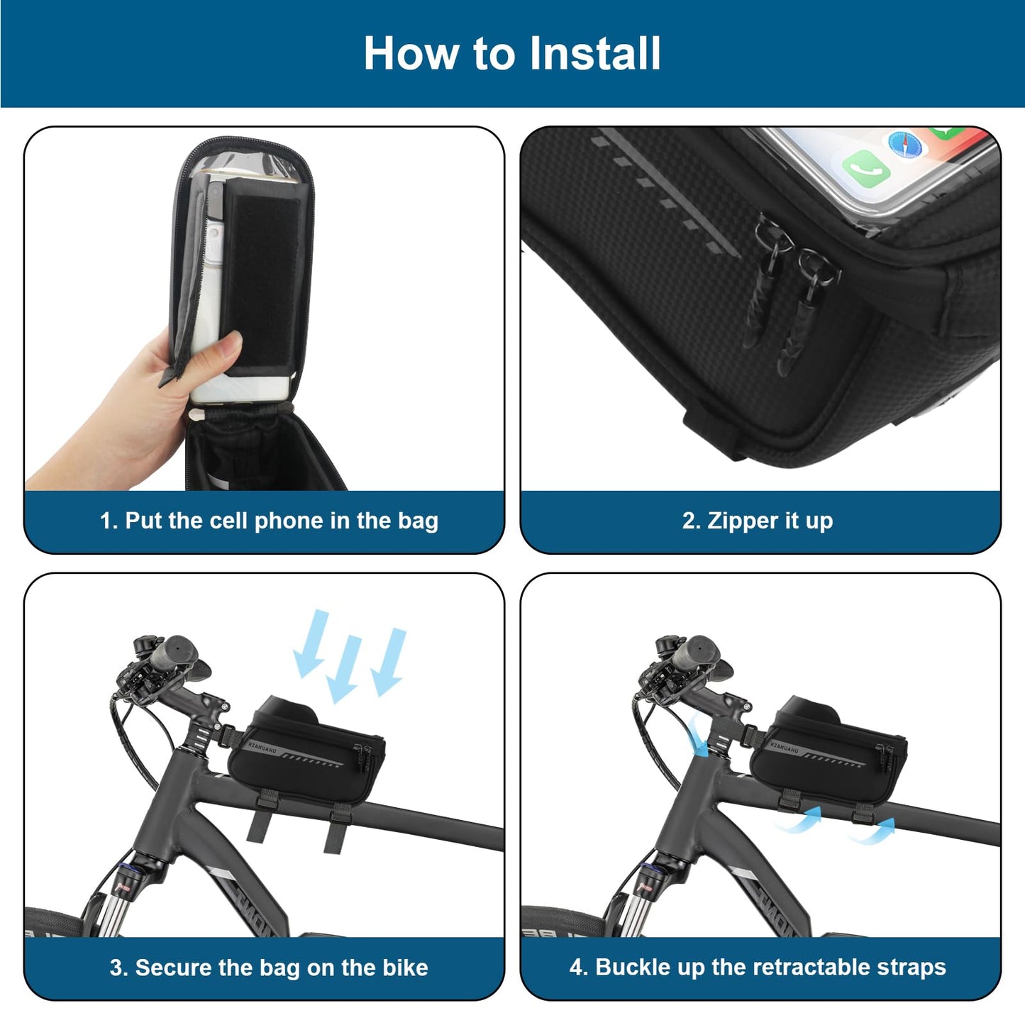 Waterproof Bike Phone Handlebar Bag Mount