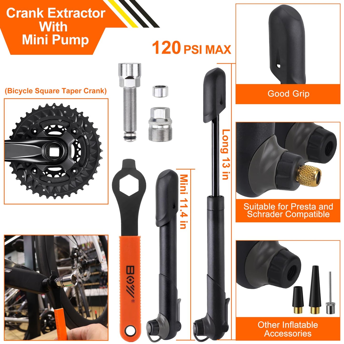 Portable Bike Repair Tool Kit with Pump