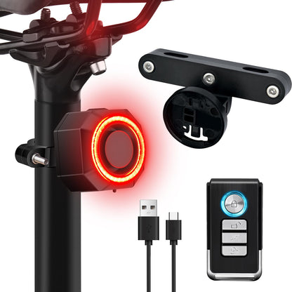 Rechargeable Bike Tail Light with Alarm Remote