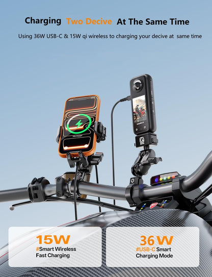 Wireless Charging Motorcycle Phone Mount
