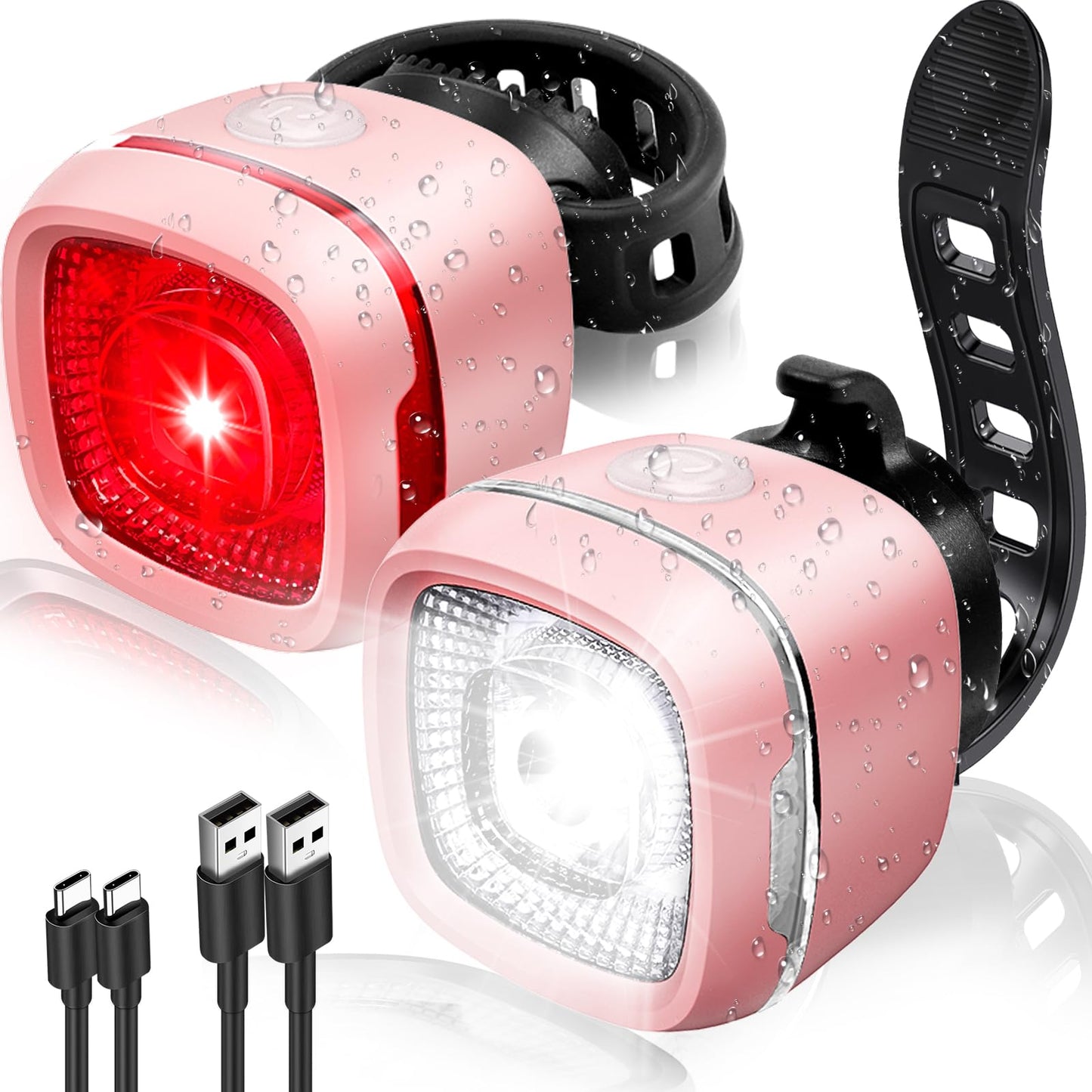 Type-C Rechargeable Bike Light Set Front Rear