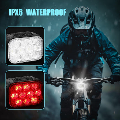 USB Rechargeable Bike Light Set with Front and Rear