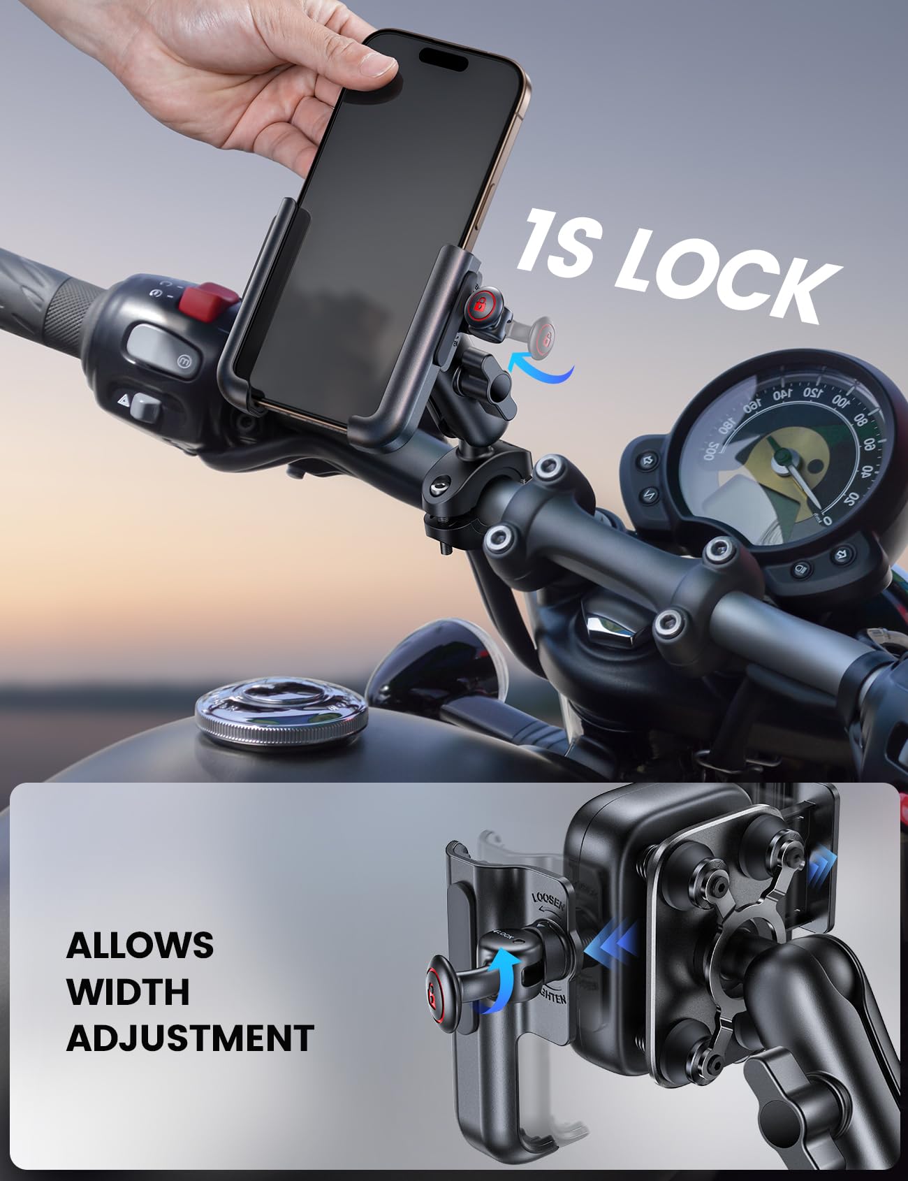 Metal Motorcycle Phone Mount Holder Anti Shake