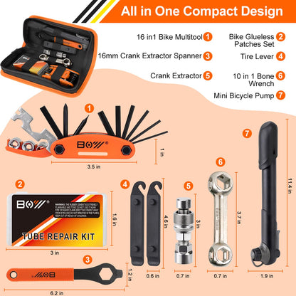 Portable Bike Repair Tool Kit with Pump