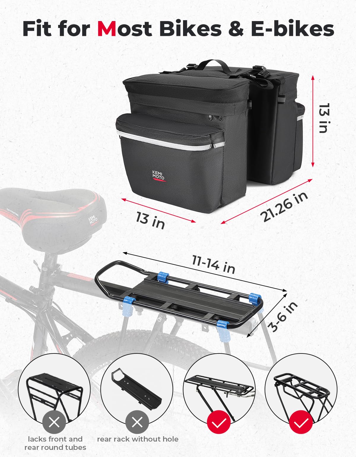 Water Resistant Bike Trunk Pannier Bag
